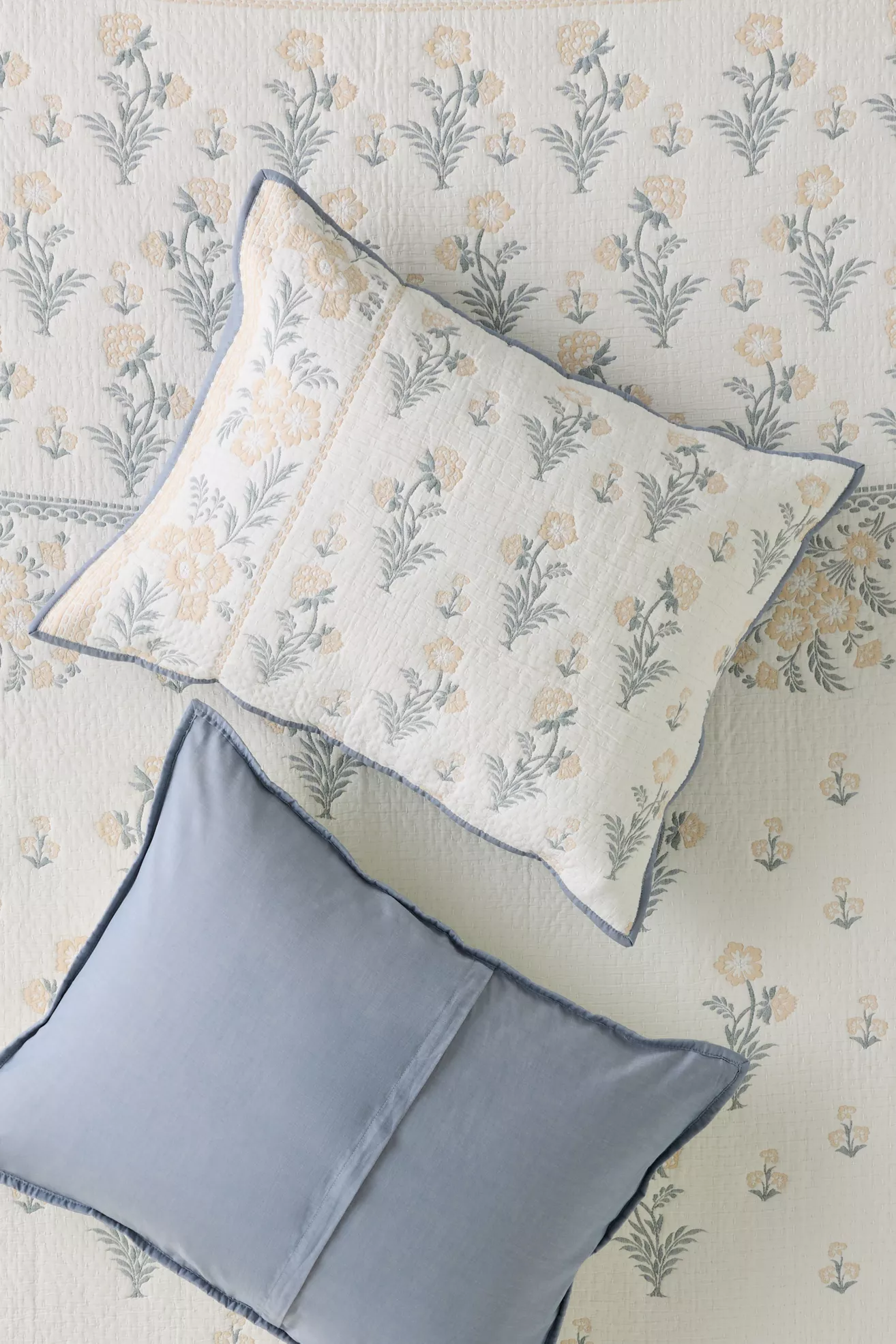 Cotton Floral Jacquard Woven Shams, Set of 2