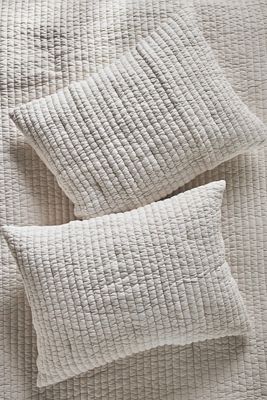 Cotton Jersey Channel-Stitch Quilted Shams, Set of 2