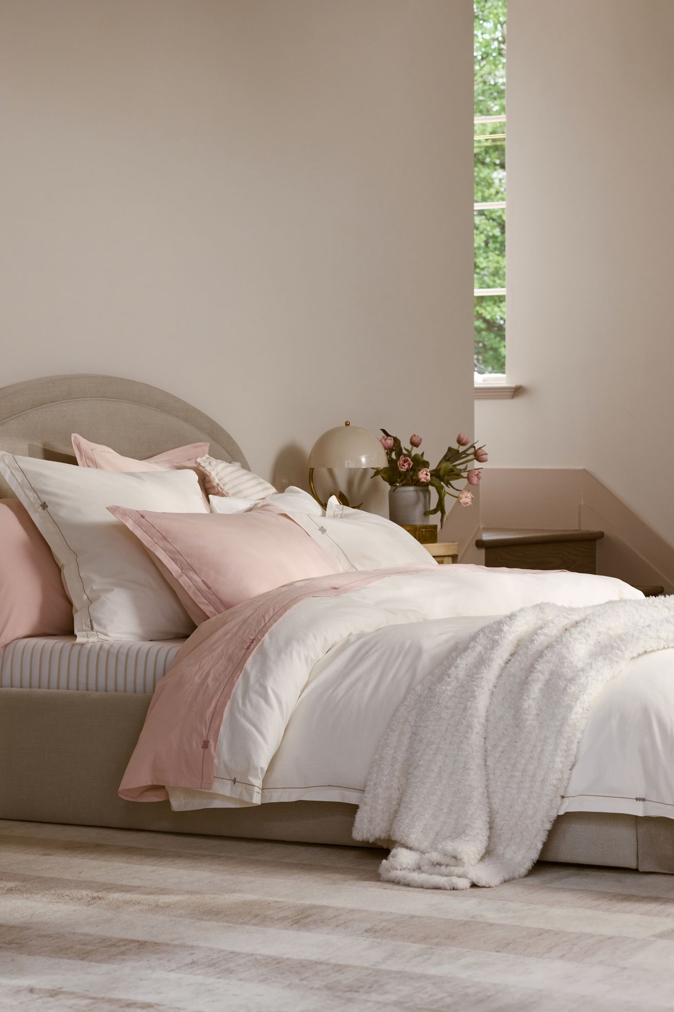 Taylor Organic Cotton Percale Embroidered Duvet​ - Ivory, Standard, King