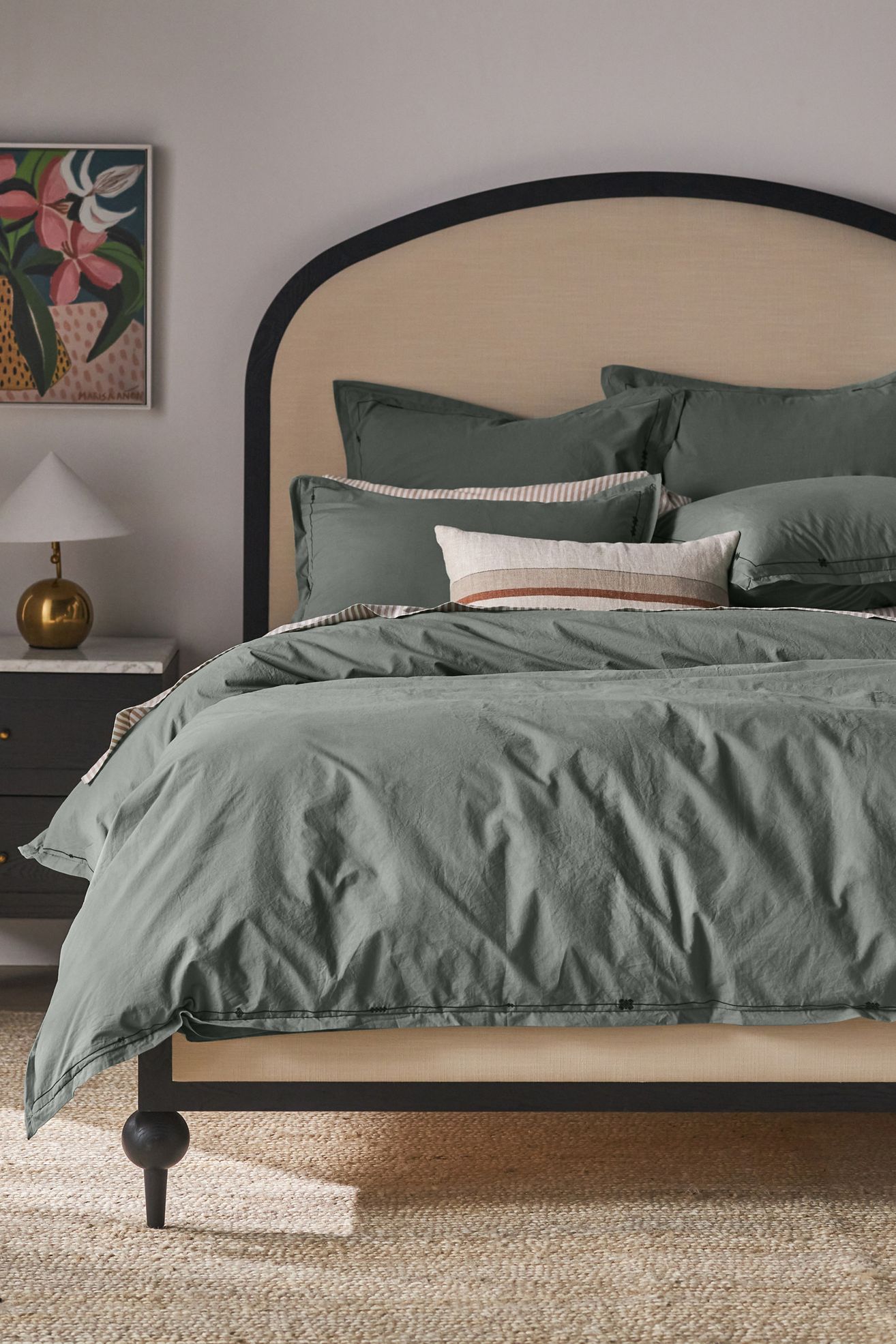 Taylor Organic Cotton Percale Embroidered Duvet - Chinois, King