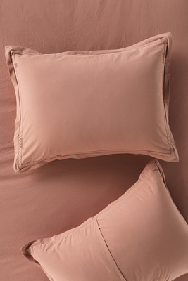 Anthropologie Taylor Organic Cotton Percale Embroidered Shams, Set Of 2 In Pink