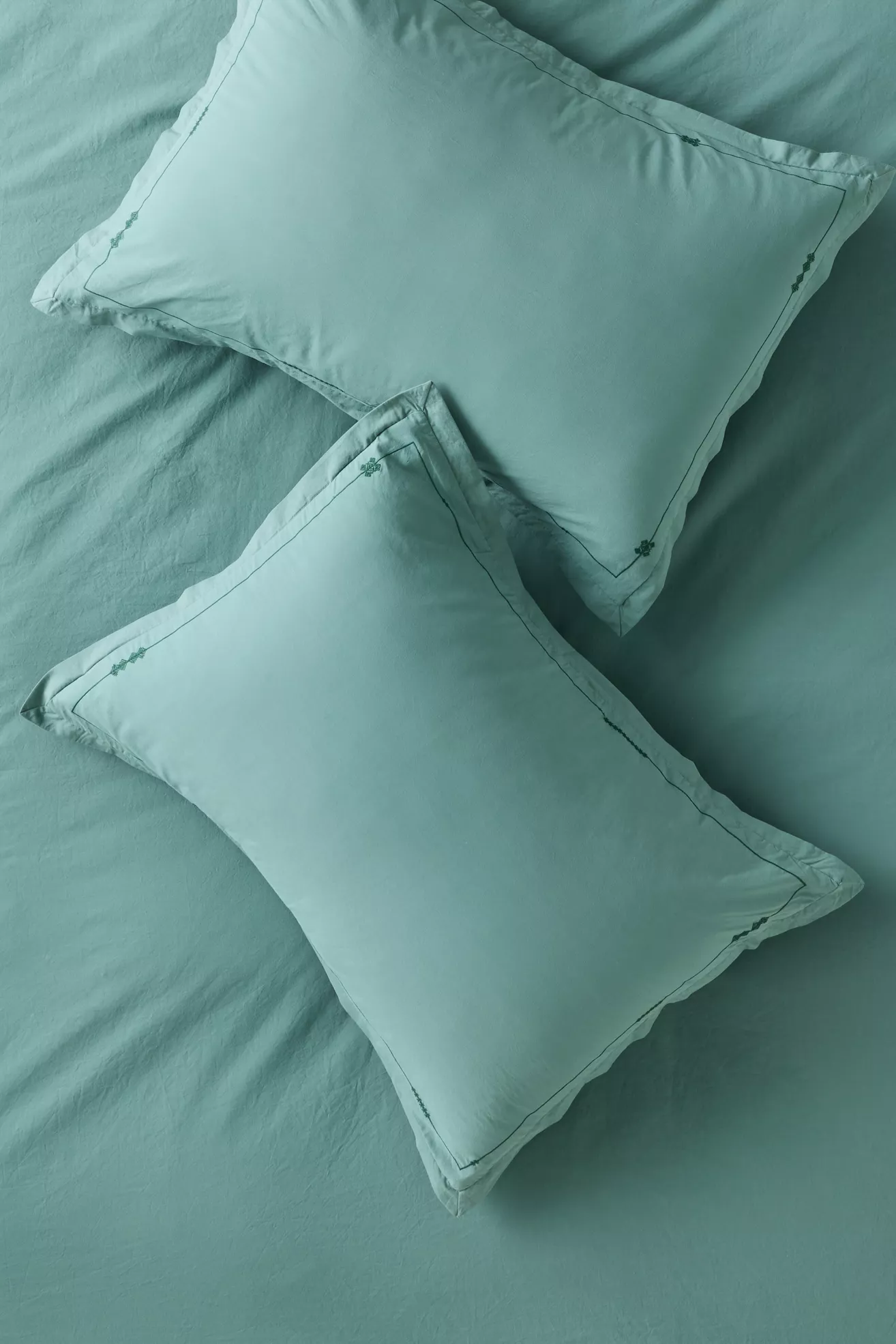 Taylor Organic Cotton Percale Embroidered Shams, Set of 2