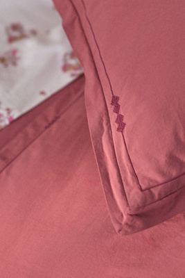 Anthropologie Taylor Organic Cotton Percale Embroidered Euro Sham In Red