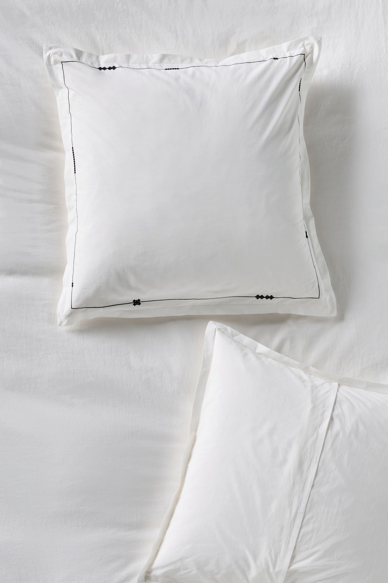 Taylor Organic Cotton Percale Embroidered Euro Sham - Black & White Pattern, Euro Sham