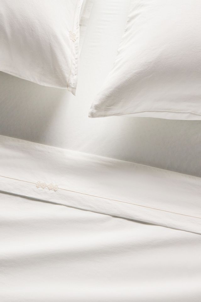 Taylor Organic Cotton Percale Embroidered Sheet Set​ #1