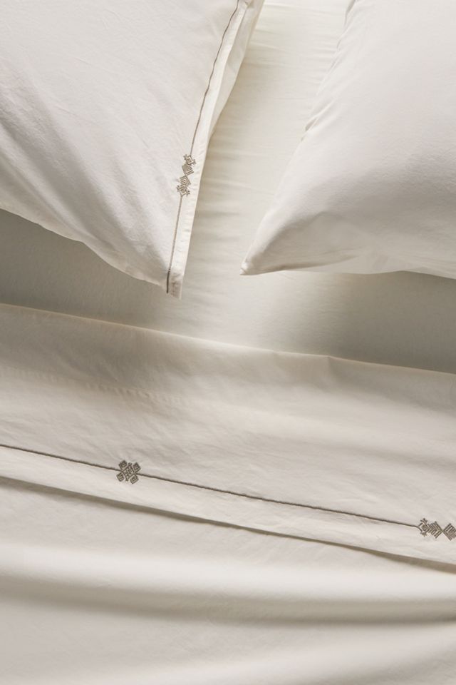 Taylor Organic Cotton Percale Embroidered Sheet Set​ #1