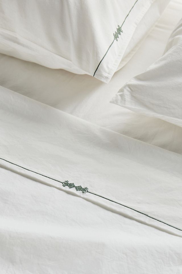 Taylor Organic Cotton Percale Embroidered Sheet Set​ #1
