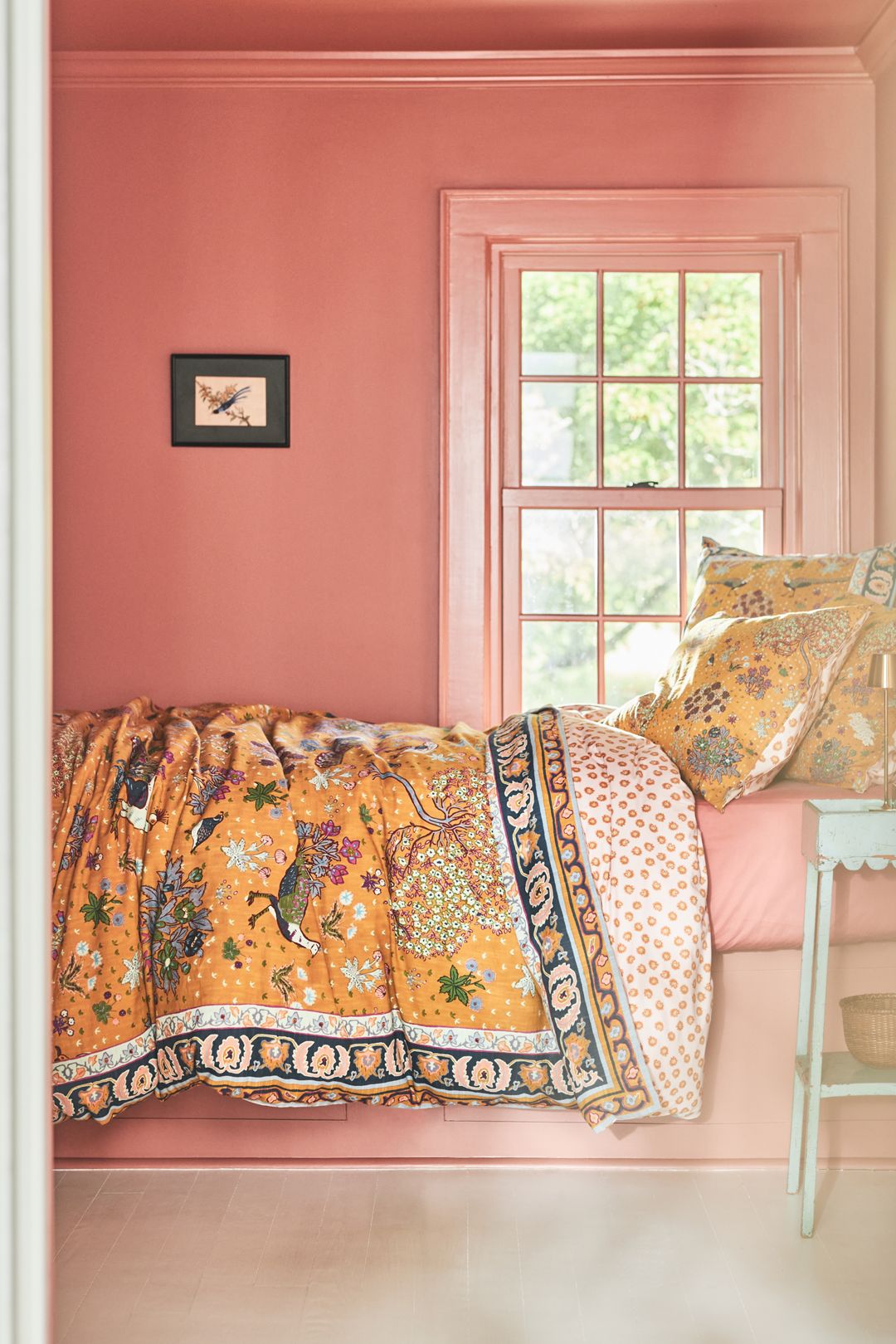 The Printed Cotton-Slub Duvet - Saffron Grove, King