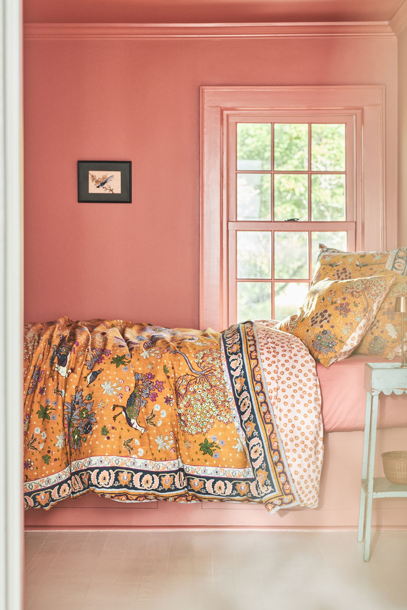 The Printed Cotton-Slub Duvet - Saffron Grove, Queen