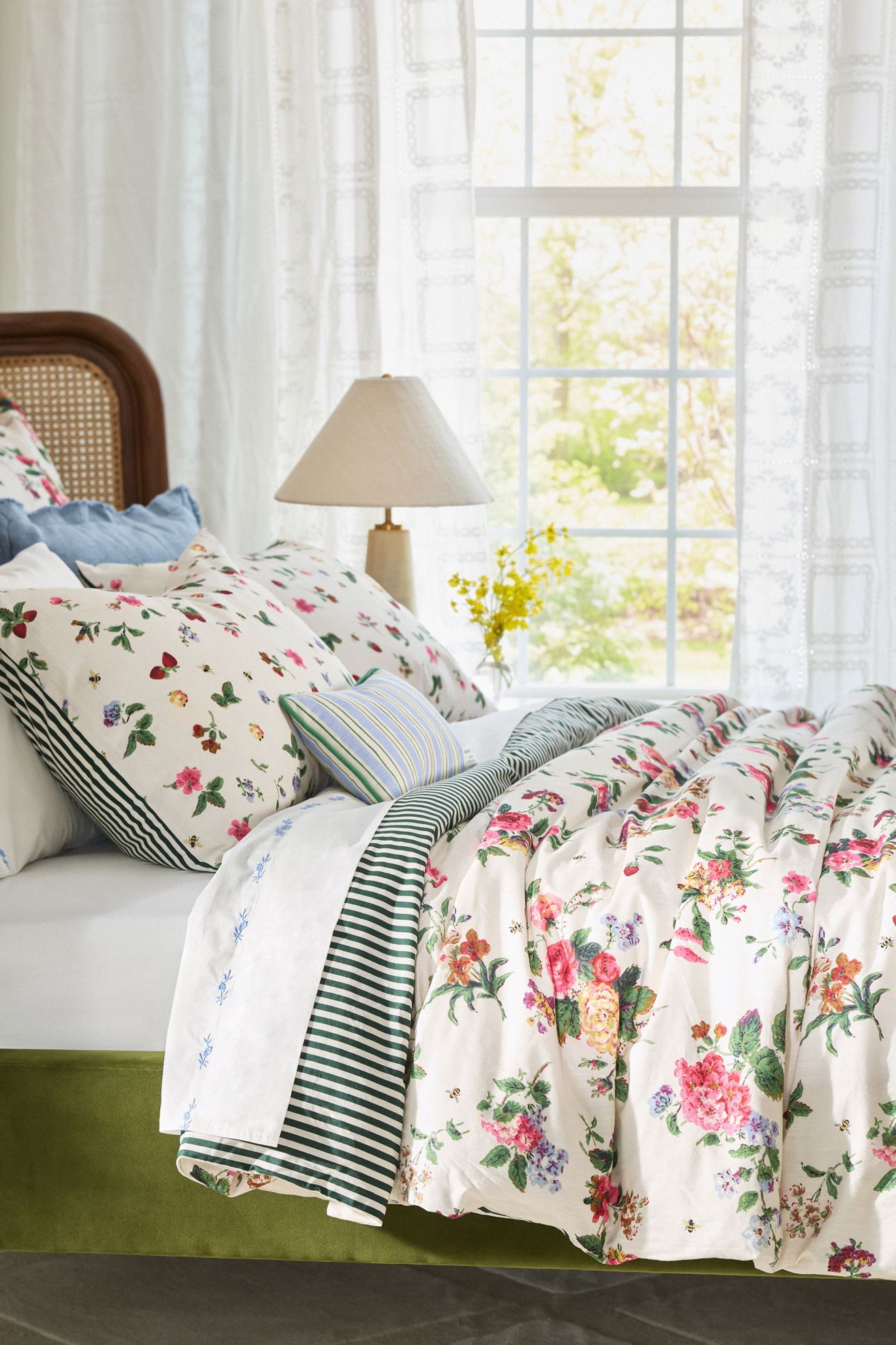 The Printed Cotton-Slub Duvet - Camille, King