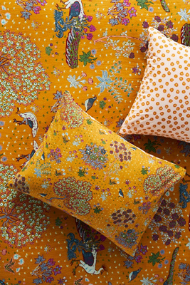 Anthropologie Tales Cotton Slub Printed Shams, Set Of 2 In Yellow