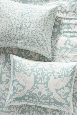Anthropologie Kenia Cotton Floral Printed Euro Sham In Green