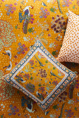 Anthropologie Tales Cotton Slub Printed Euro Sham In Yellow