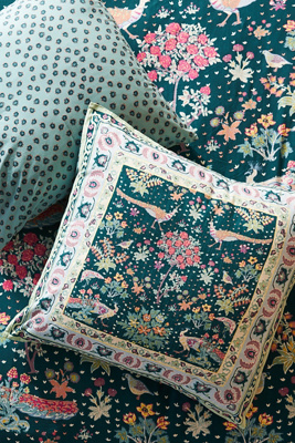 Anthropologie Tales Cotton Slub Printed Euro Sham In Blue