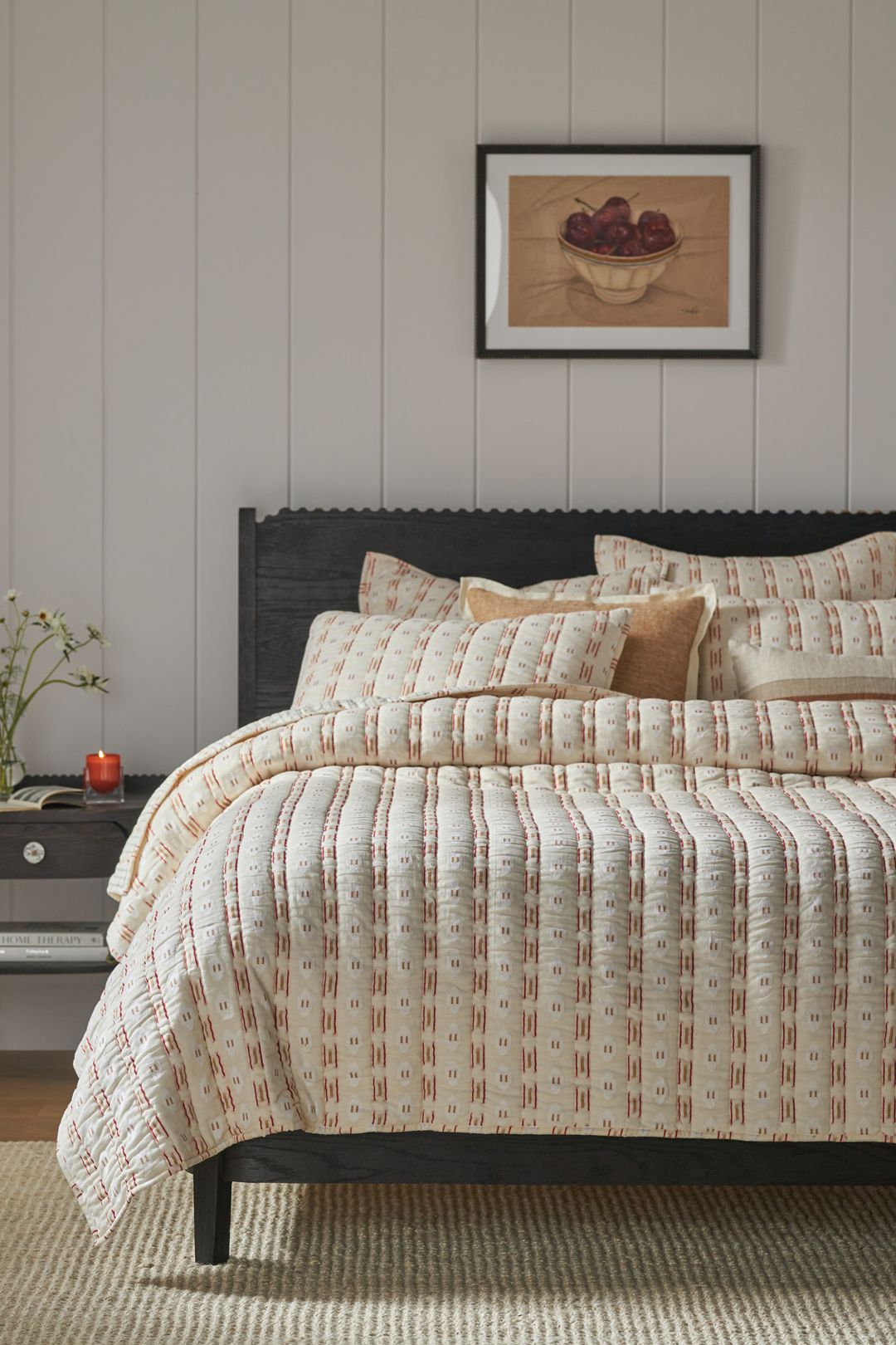 Nera Yarn Dye Jacquard Striped Quilt - Cream, King