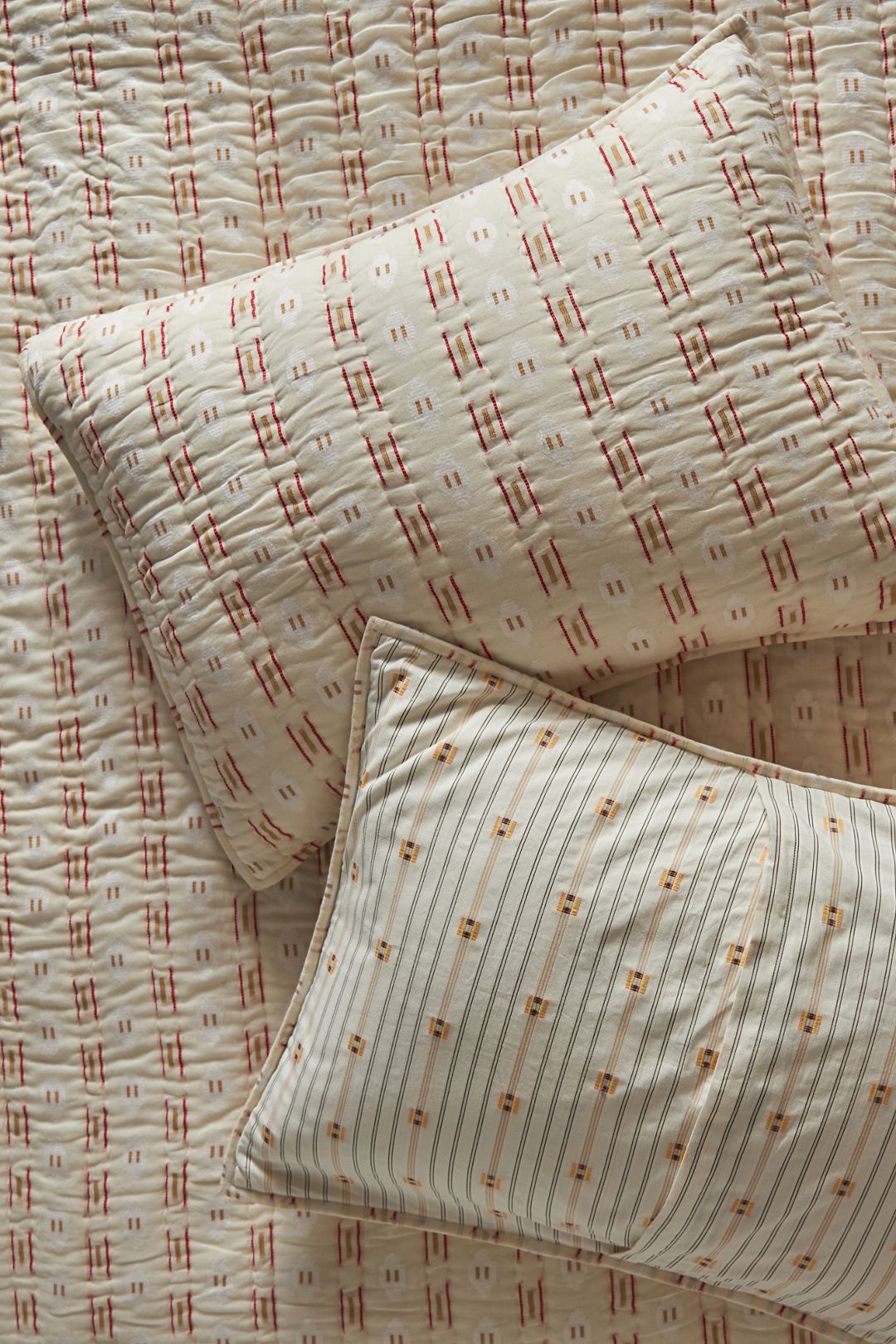Nera Yarn Dye Jacquard Striped Shams, Set of 2 - Cream, King Sham, Set of 2