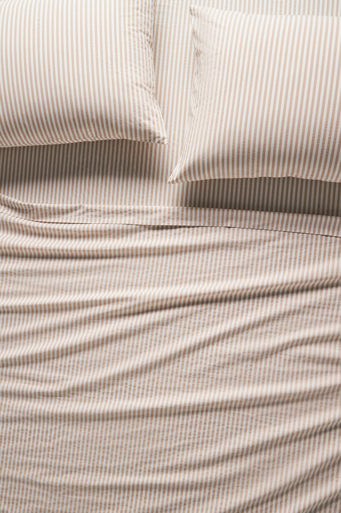 Maeve Organic Cotton Percale Sheet Set - Mele Stripe Neutral, California King
