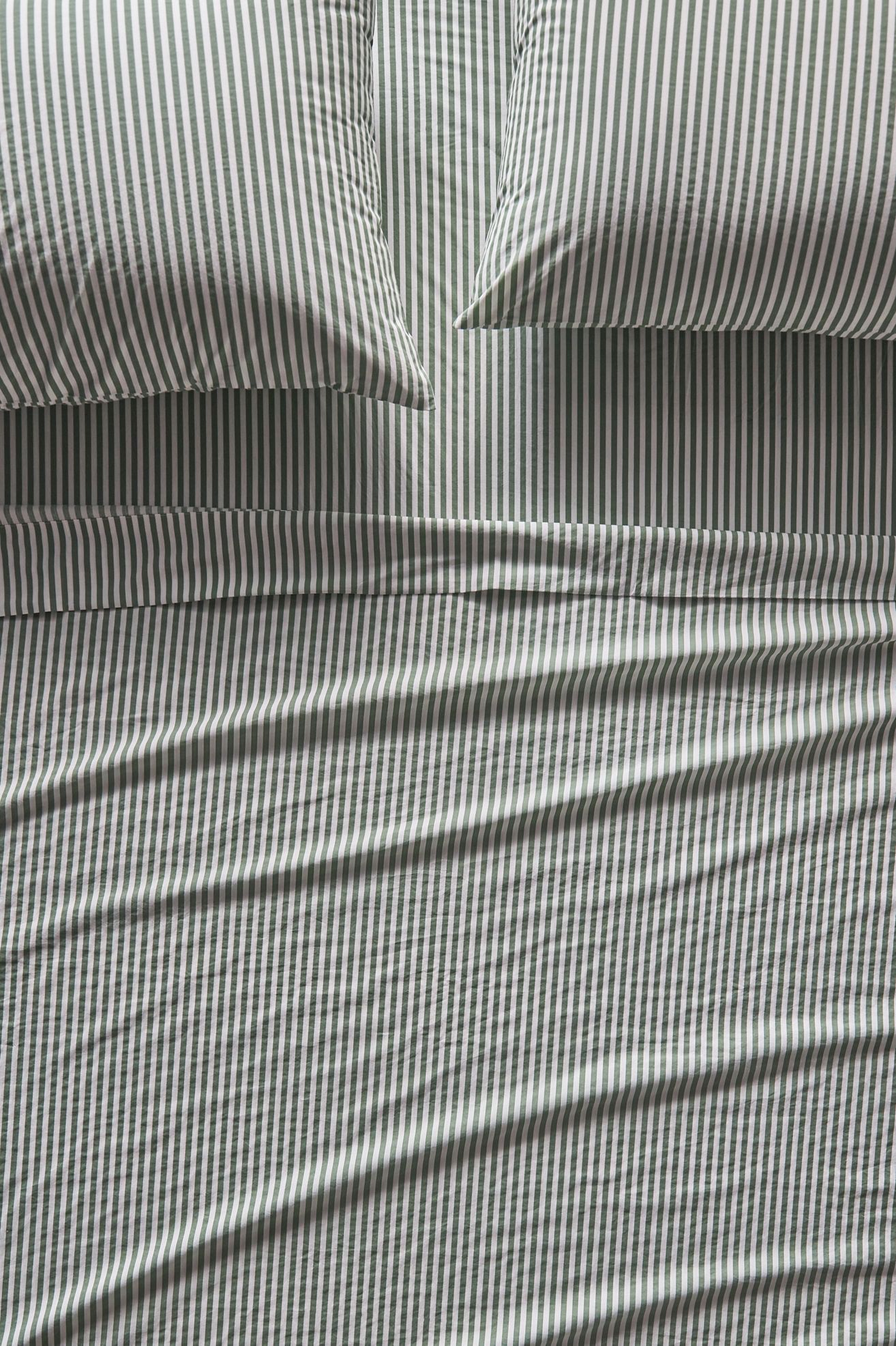 Maeve Organic Cotton Percale Sheet Set - Mele Stripe Green, Queen