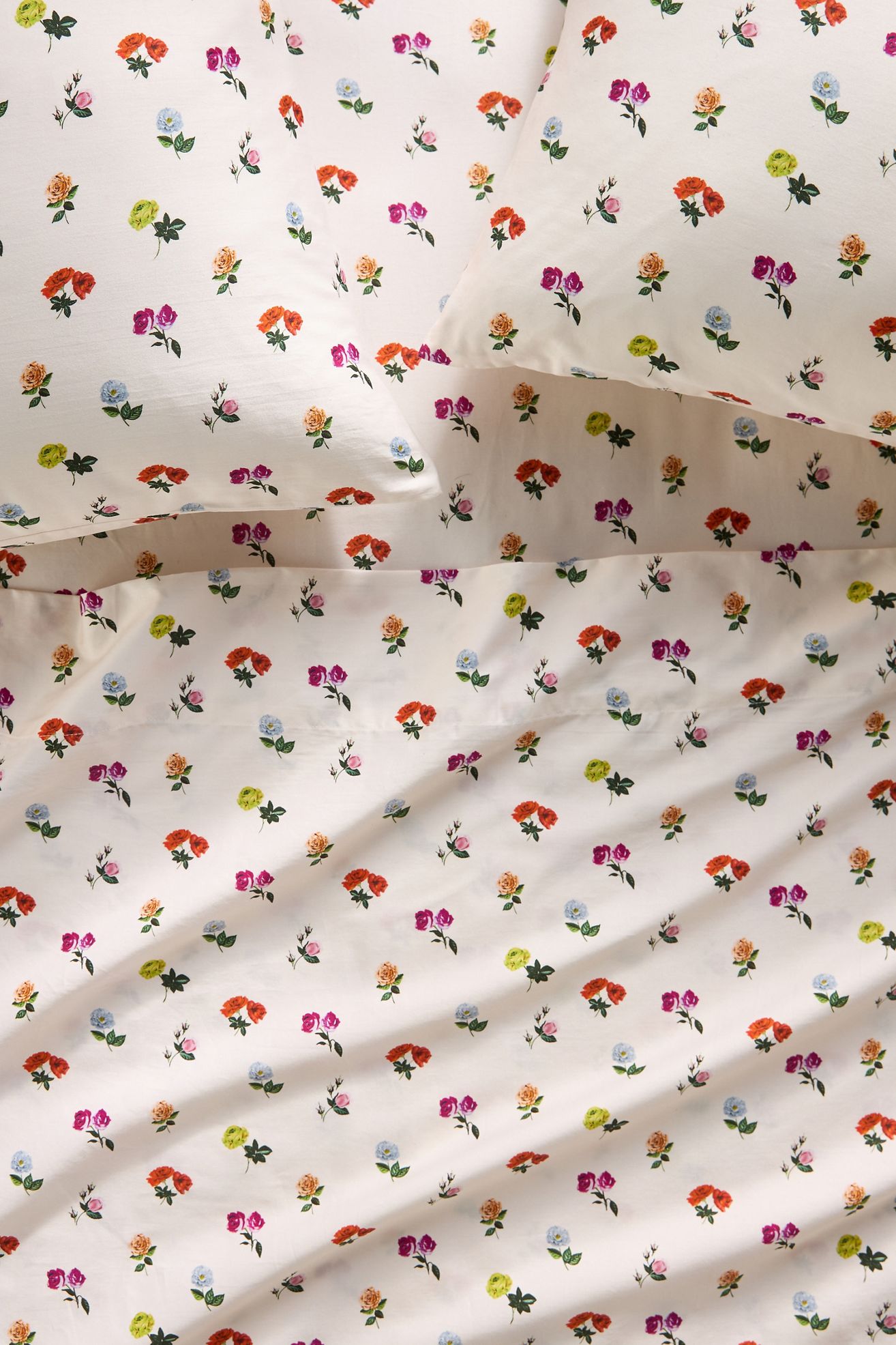The Organic Cotton Sateen Printed Sheet Set by Maeve - Ivory Multi Floral, Standard, Queen