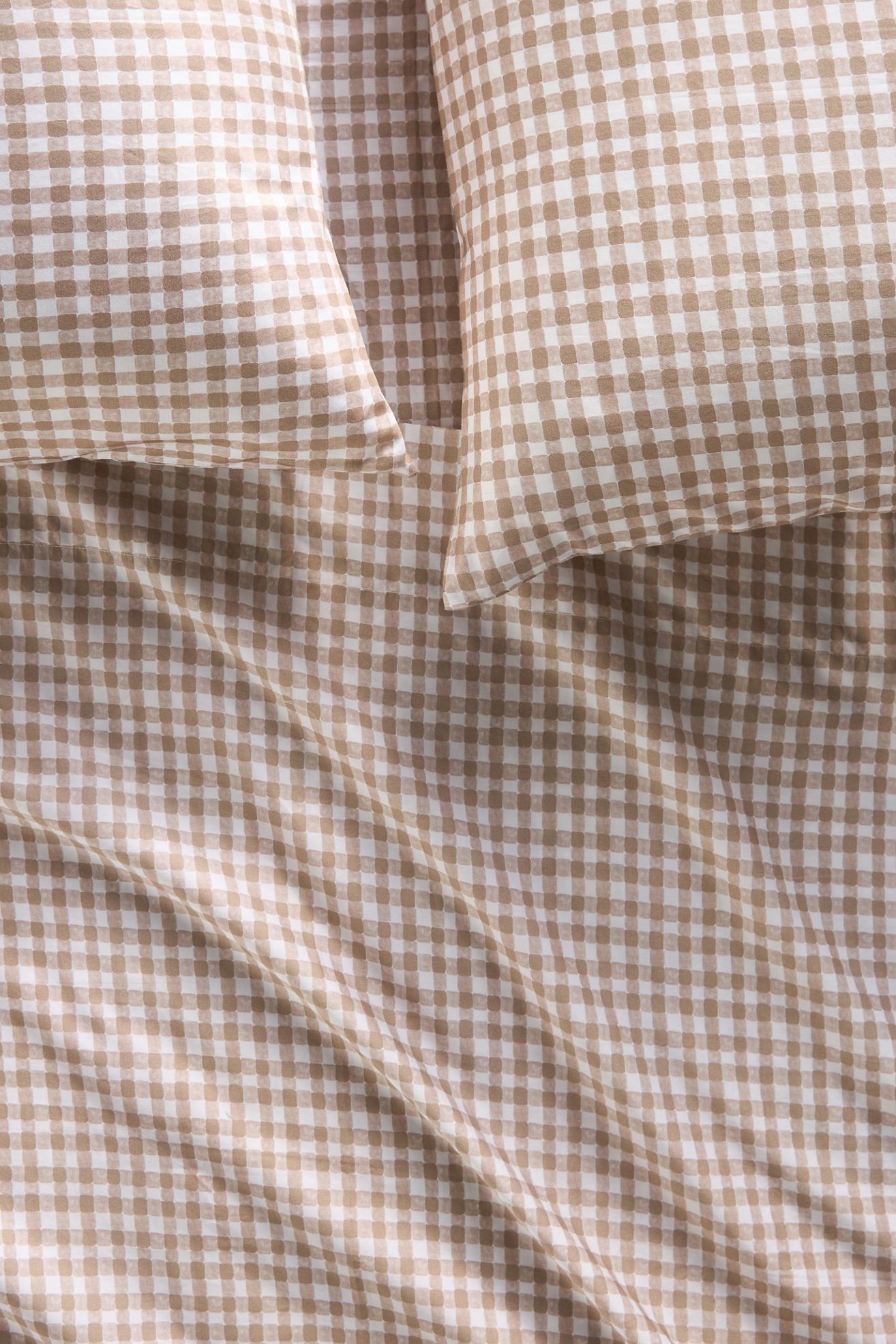 The Organic Cotton Sateen Printed Sheet Set by Maeve - Neutral Gingham, Standard, California King