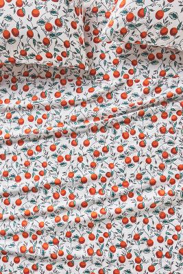 Maeve Organic Sateen Printed Sheet Set By  In Orange Size Queen Set