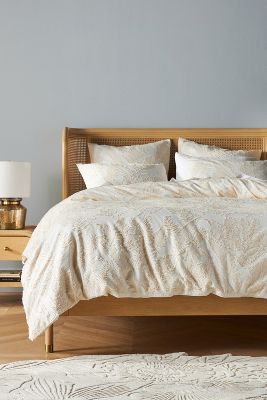 Anthropologie Lucretia Duvet Cover By  In Beige Size Q Top/bed