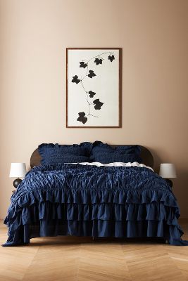 Anthropologie Shyla Ruffled Duvet Cover By  In Blue Size Kg Top/bed
