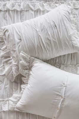 Anthropologie Astride Ruffled Voile Shams, Set Of 2 By  In White Size S2kngsham