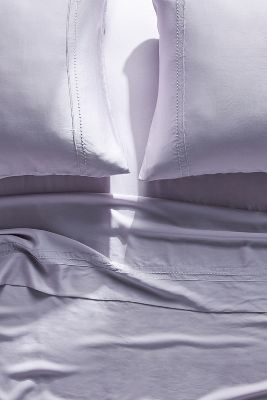 Anthropologie Embroidered Solid Sheet Set By  In Purple Size Queen Set