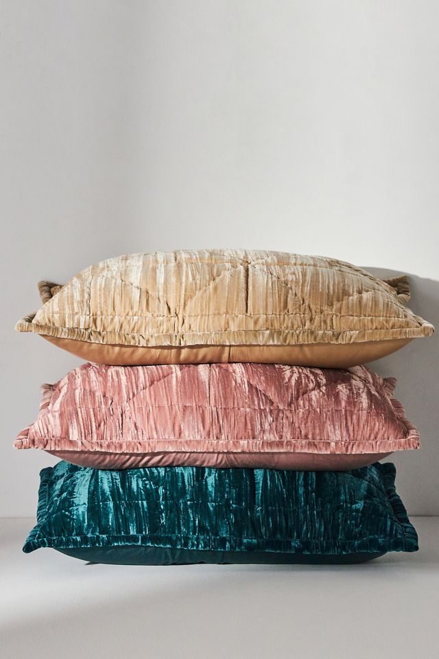 Plush Crushed Velvet Quilted Euro Sham #1