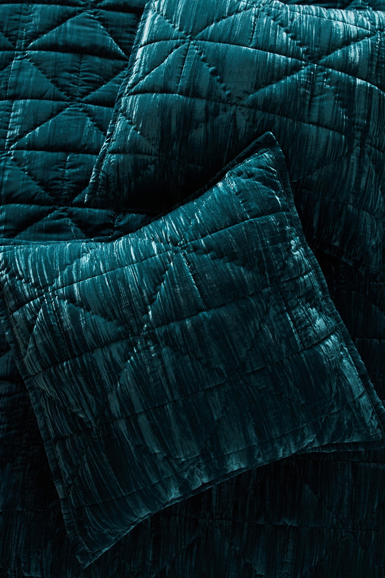 Plush Crushed Velvet Quilted Euro Sham