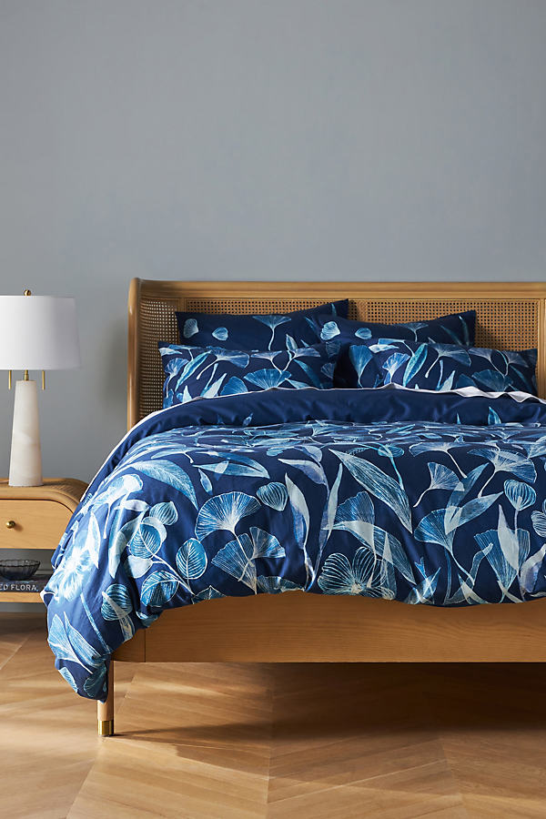 Anthropologie Imogen Sateen Duvet Cover By  In Blue Size Kg Top/bed
