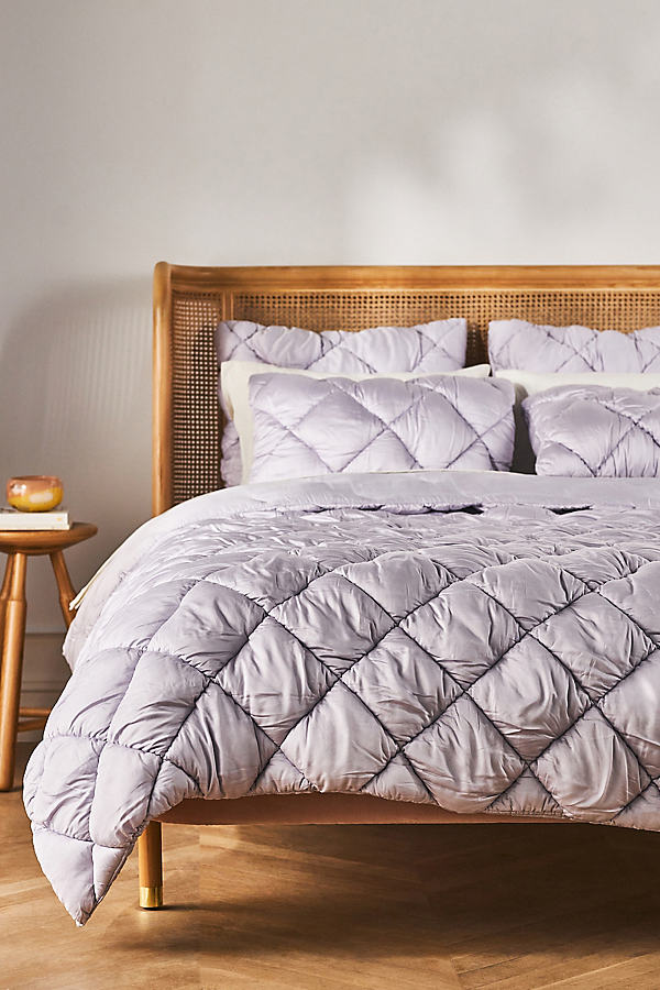 Anthropologie Athena Plush Quilted Bedspread In Purple