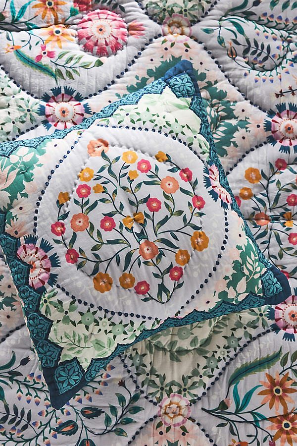 Artisan Quilts By Anthropologie Theodora Posy Quilted Square Cushion In Multi