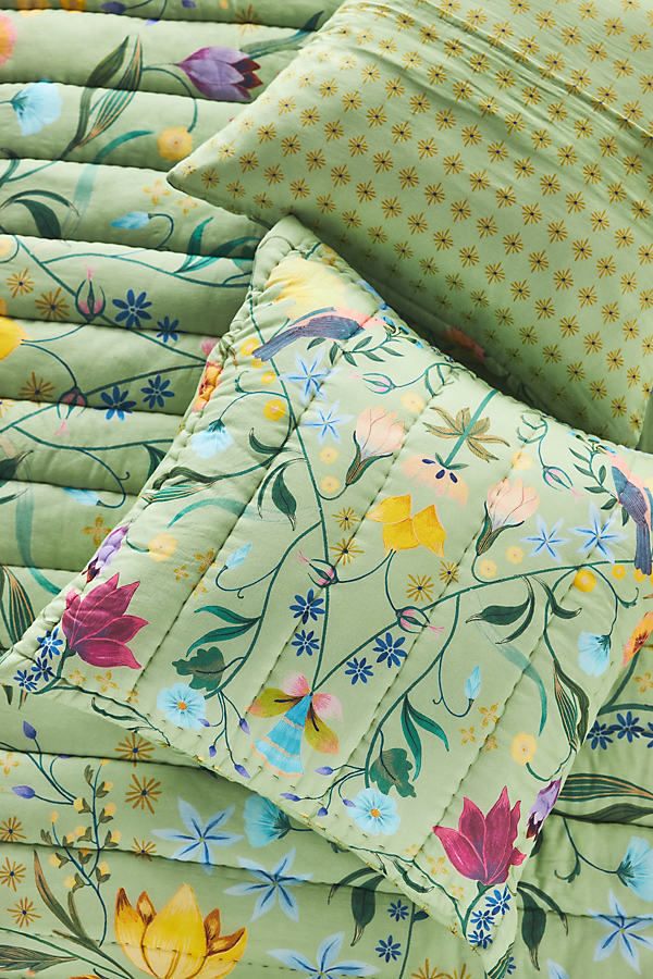 Artisan Quilts By Anthropologie Artisan Quilts Anna Garden Quilted Square Cushion Cover In Green