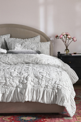 Shop Anthropologie Dahlia Cotton Jersey Floral Quilt In Grey