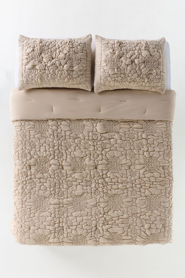 Dahlia Cotton Jersey Floral Quilted Bedspread #2