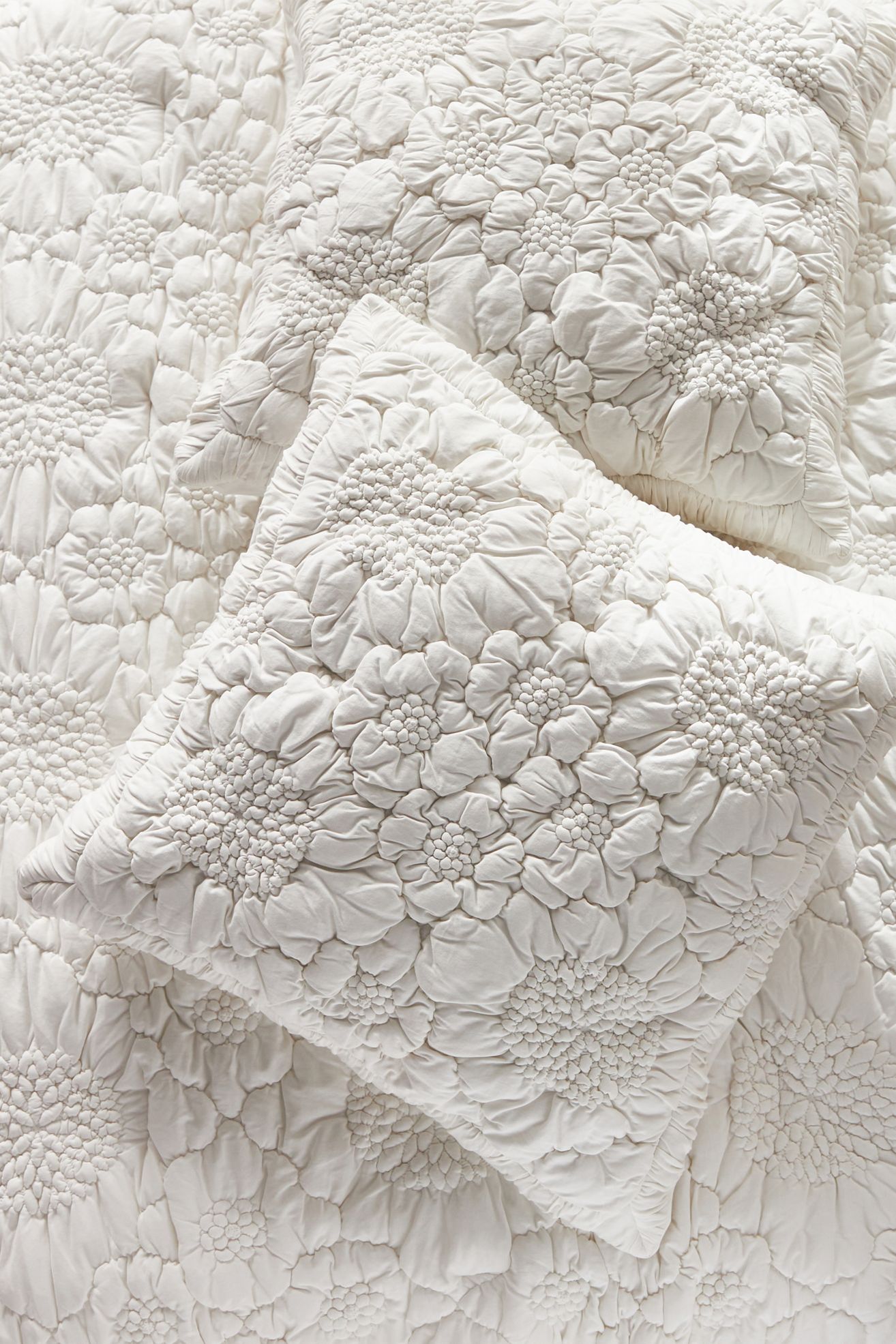 Dahlia Cotton Jersey Floral Euro Sham - White, Standard, Euro Sham