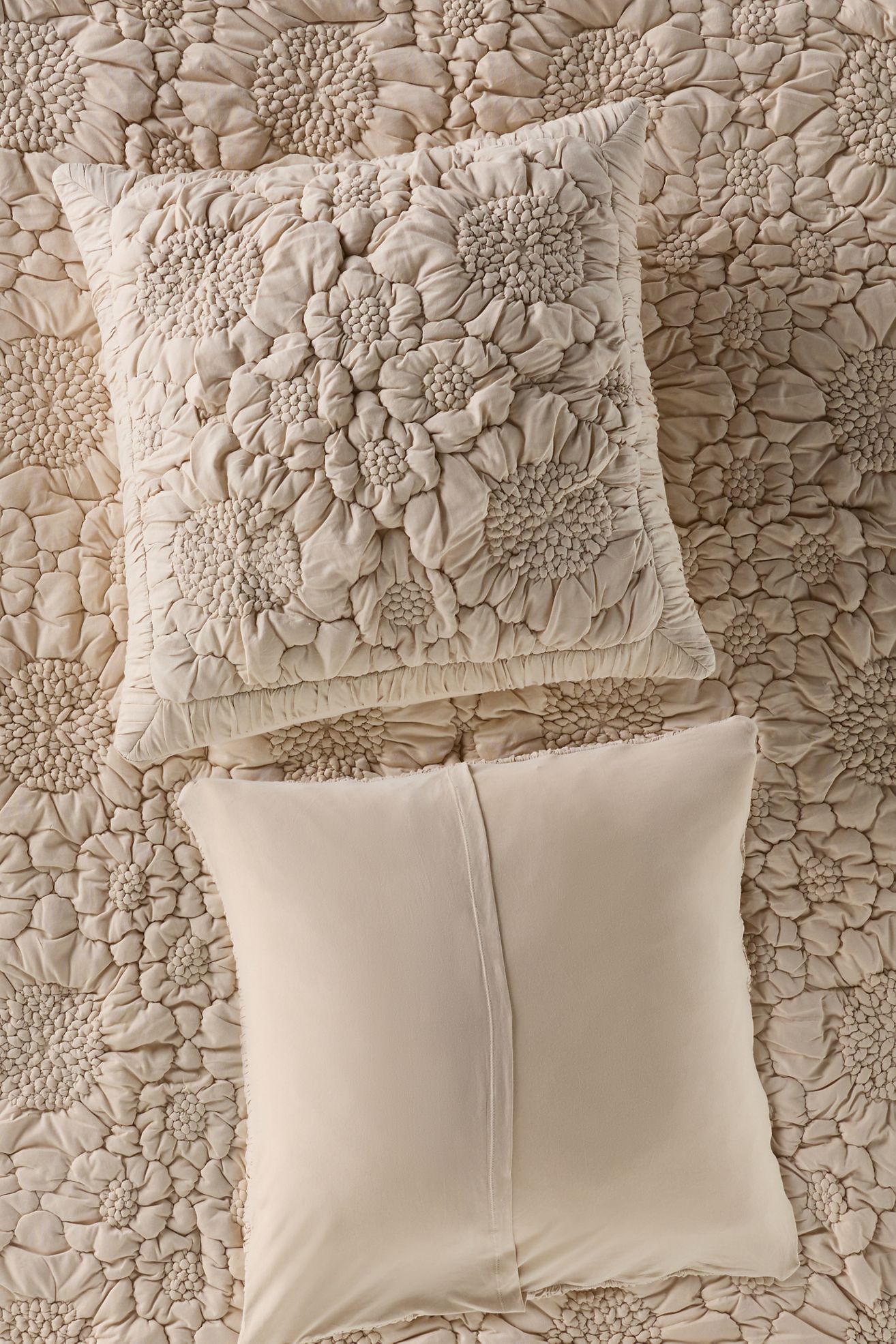 Dahlia Cotton Jersey Floral Euro Sham - French Oak, Euro Sham