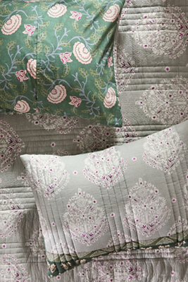 Anthropologie Vivienne Cotton Floral Printed Shams, Set Of 2