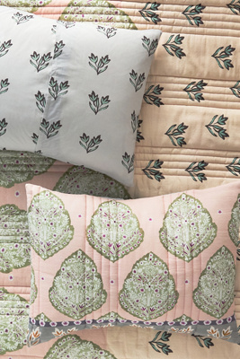 Anthropologie Vivienne Cotton Floral Printed Shams, Set Of 2 In Neutral