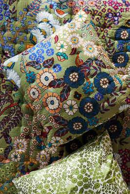 Anthropologie The Printed Textured Cotton Euro Sham
