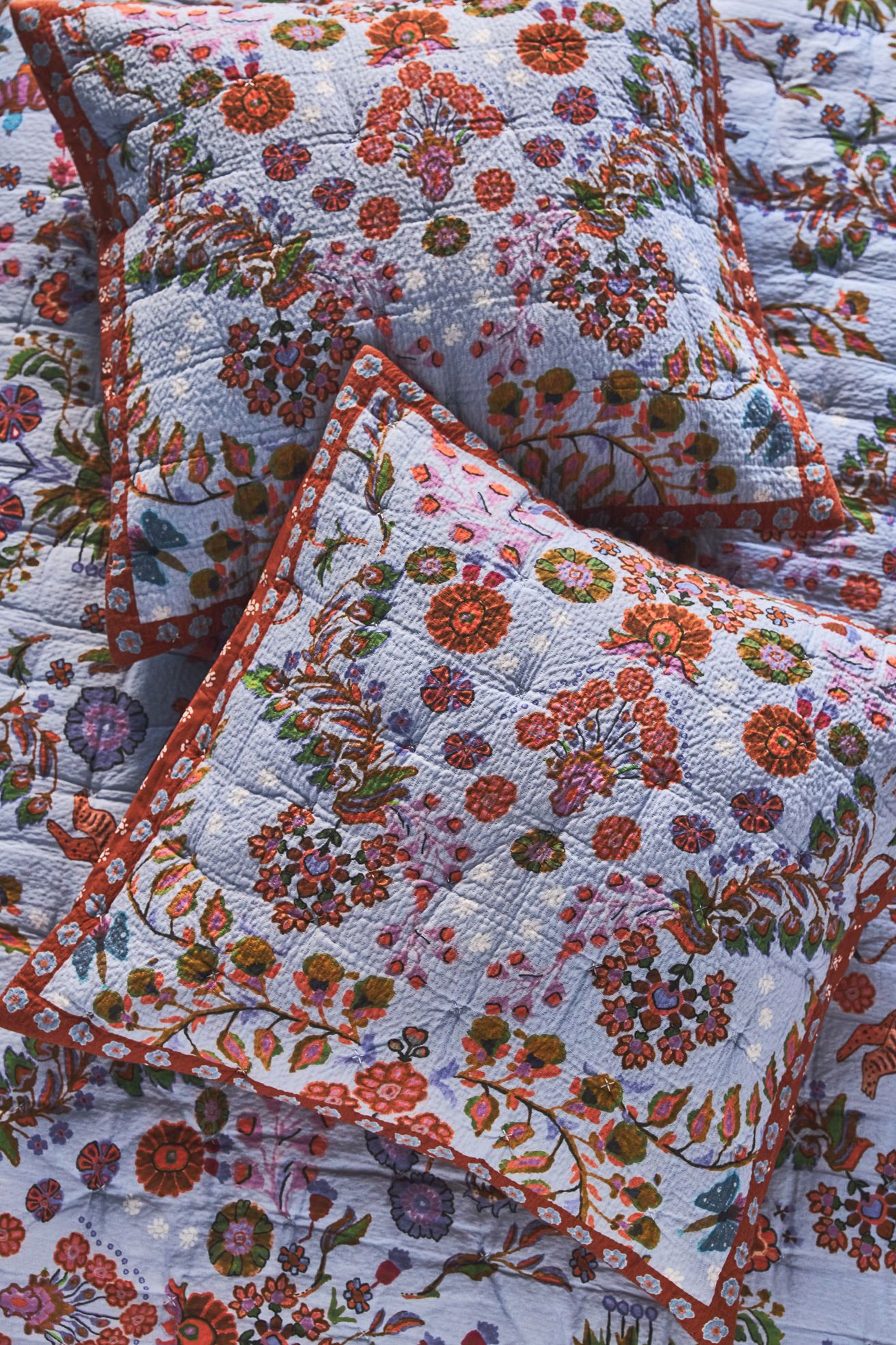 The Printed Textured Cotton Euro Sham - Bluebell Bazaar, Standard, Euro Sham