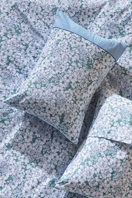 Nalini Organic Cotton Percale Border Floral Shams, Set of 2