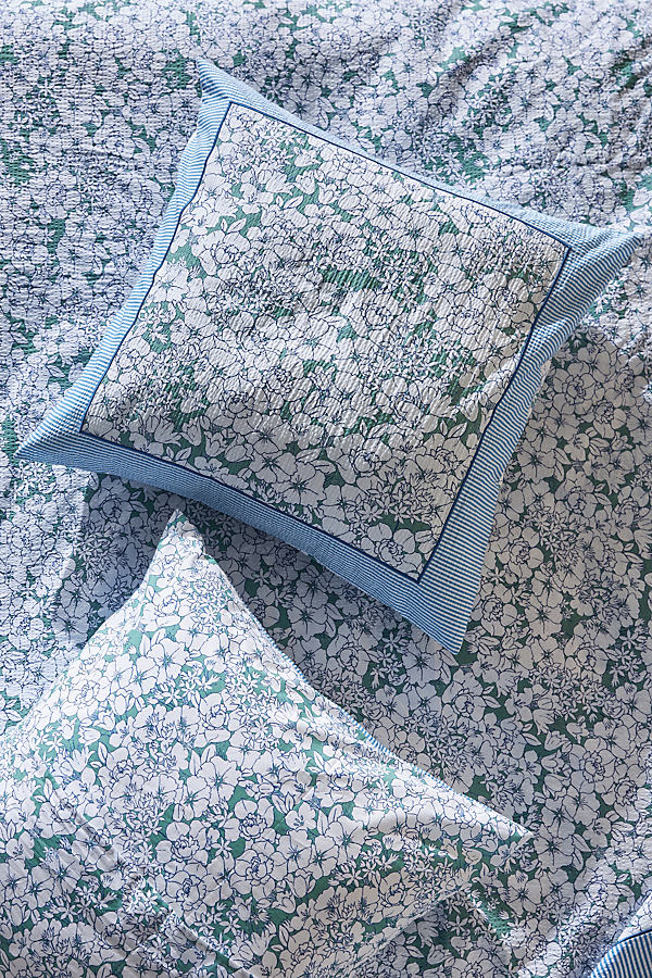 Nalini Floral Organic Cotton Square Cushion Cover