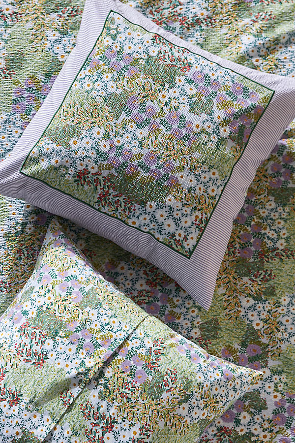 Anthropologie Nalini Floral Organic Cotton Square Cushion Cover In Pattern