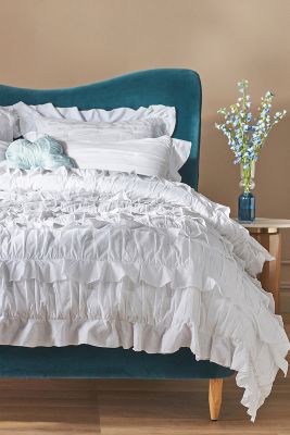Shop Anthropologie Zaida Ruffled Voile Quilted Bedspread