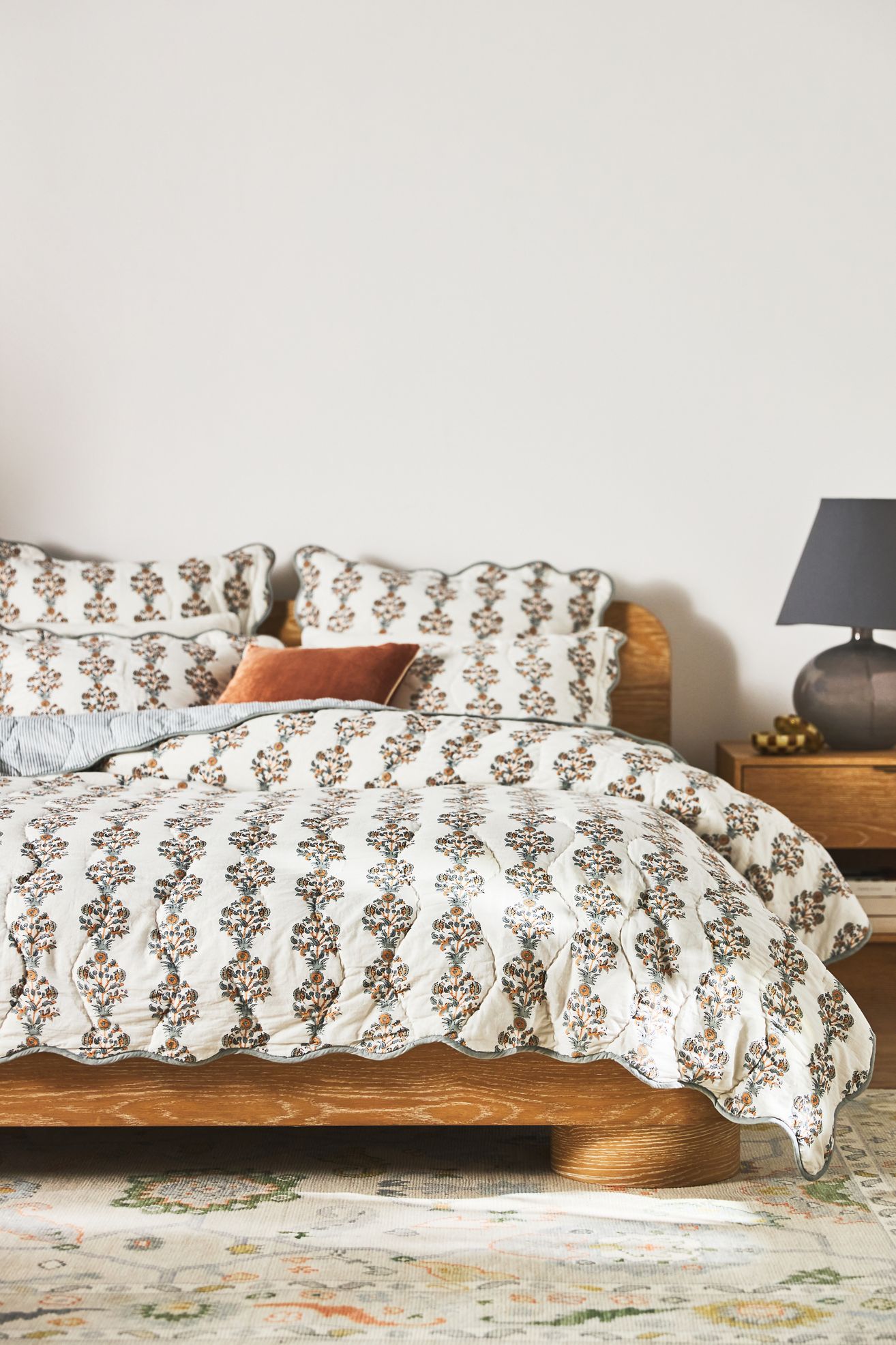 Iluka Cotton Printed Floral Quilt - NEUTRAL, Standard, Queen