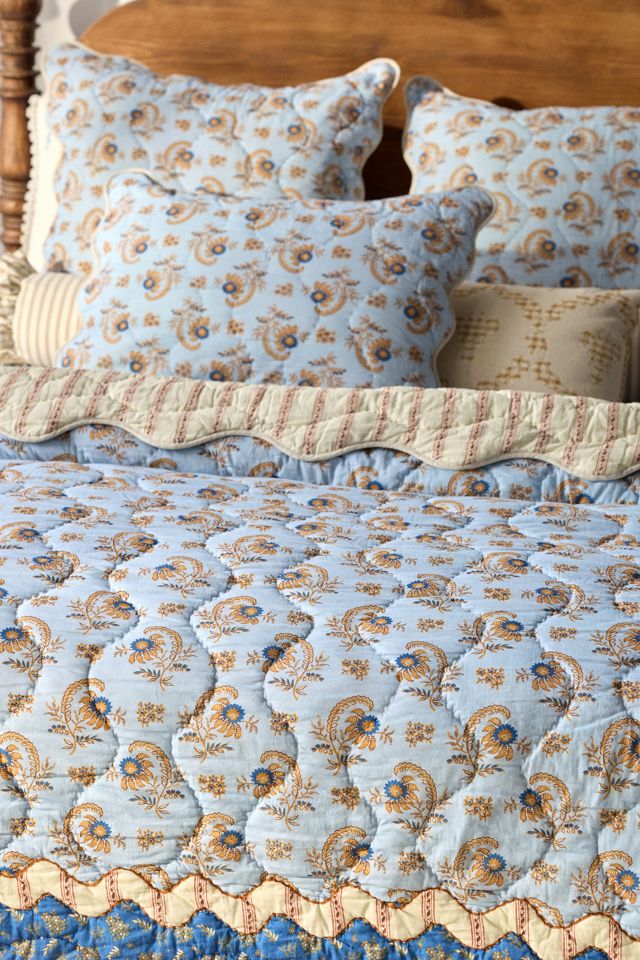 Iluka 100% Cotton Gauze Hand-Stitched Floral Quilt #1