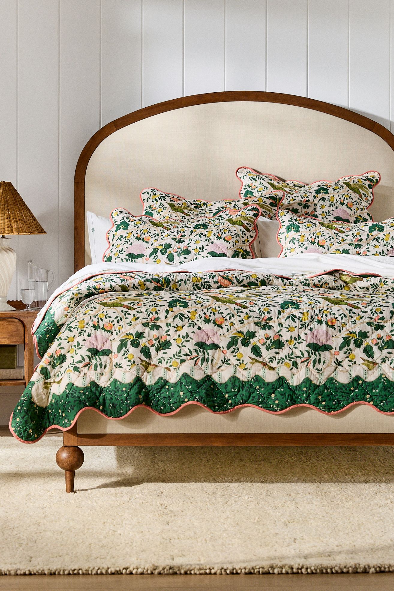 Iluka 100% Cotton Gauze Floral Quilt - Green Floral, King